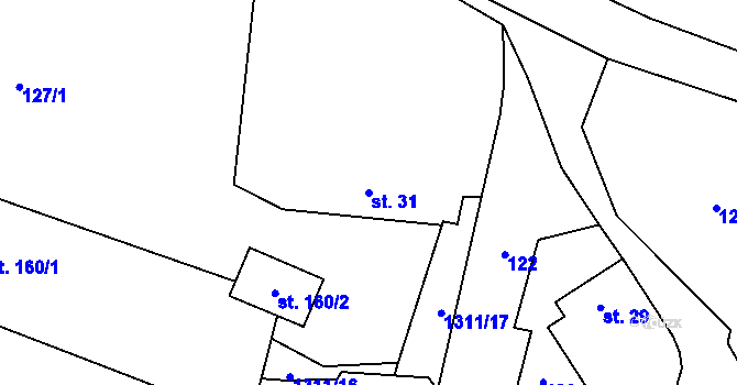 Parcela st. 31 v KÚ Čisovice, Katastrální mapa