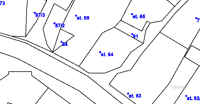 Parcela st. 64 v KÚ Čisovice, Katastrální mapa