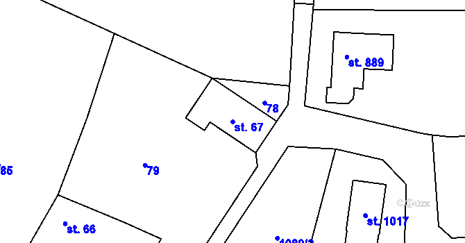 Parcela st. 67 v KÚ Čisovice, Katastrální mapa