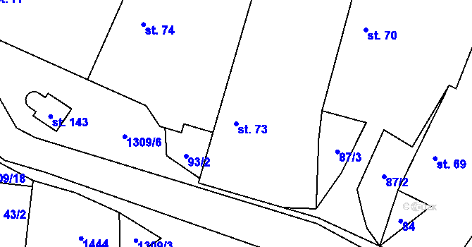 Parcela st. 73 v KÚ Čisovice, Katastrální mapa
