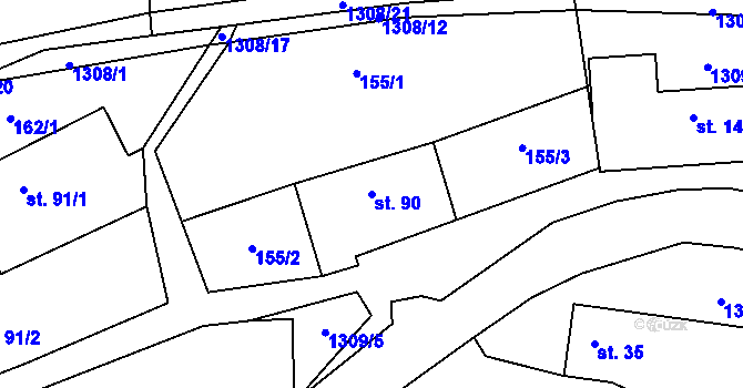 Parcela st. 90 v KÚ Čisovice, Katastrální mapa