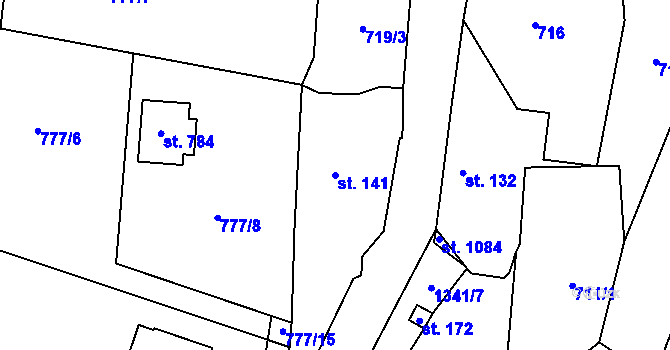 Parcela st. 141 v KÚ Čisovice, Katastrální mapa