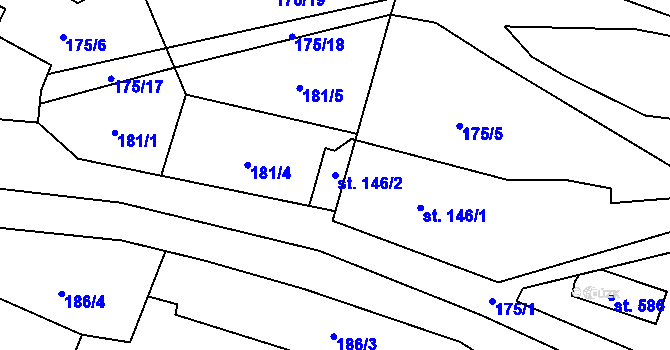 Parcela st. 146/2 v KÚ Čisovice, Katastrální mapa