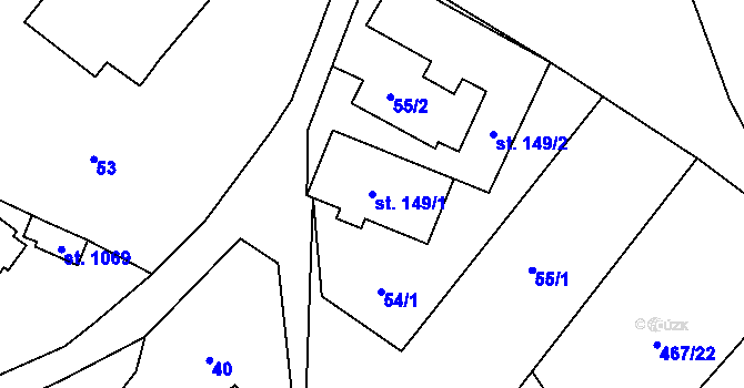 Parcela st. 149/1 v KÚ Čisovice, Katastrální mapa