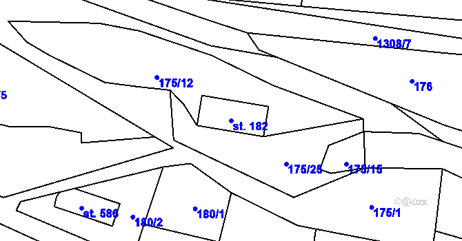 Parcela st. 182 v KÚ Čisovice, Katastrální mapa