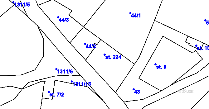 Parcela st. 224 v KÚ Čisovice, Katastrální mapa