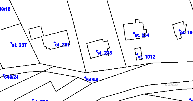 Parcela st. 235 v KÚ Čisovice, Katastrální mapa