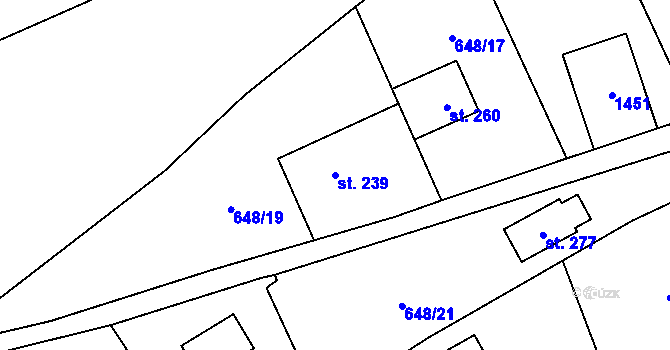 Parcela st. 239 v KÚ Čisovice, Katastrální mapa