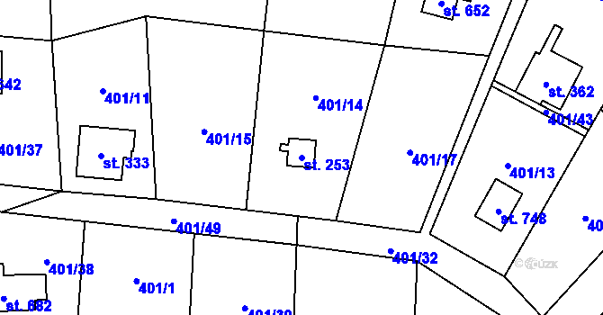 Parcela st. 253 v KÚ Čisovice, Katastrální mapa