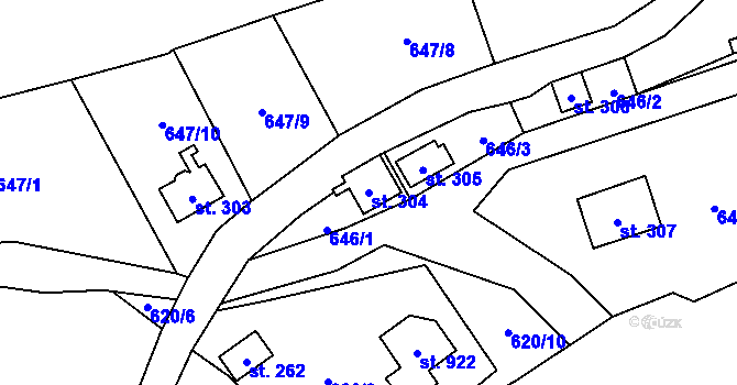 Parcela st. 304 v KÚ Čisovice, Katastrální mapa