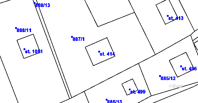 Parcela st. 414 v KÚ Čisovice, Katastrální mapa