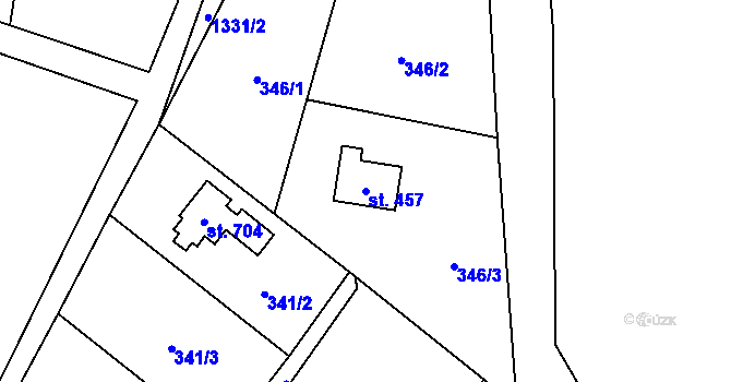 Parcela st. 457 v KÚ Čisovice, Katastrální mapa