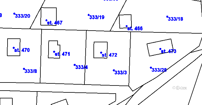 Parcela st. 472 v KÚ Čisovice, Katastrální mapa
