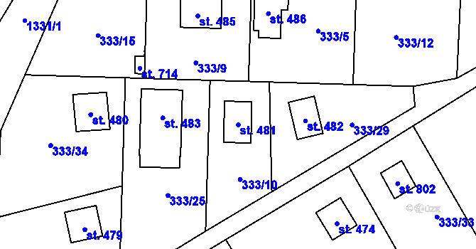 Parcela st. 481 v KÚ Čisovice, Katastrální mapa