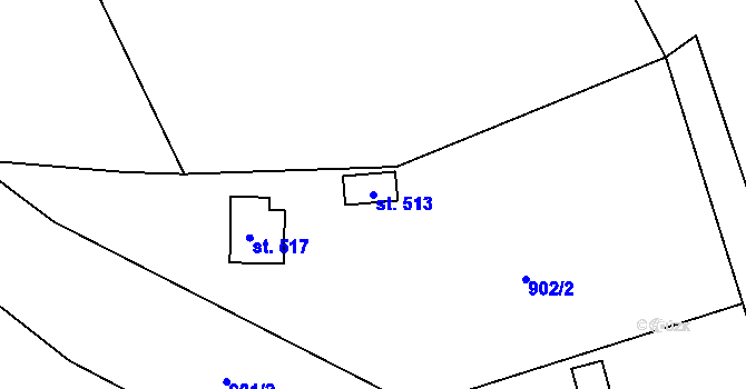 Parcela st. 513 v KÚ Čisovice, Katastrální mapa