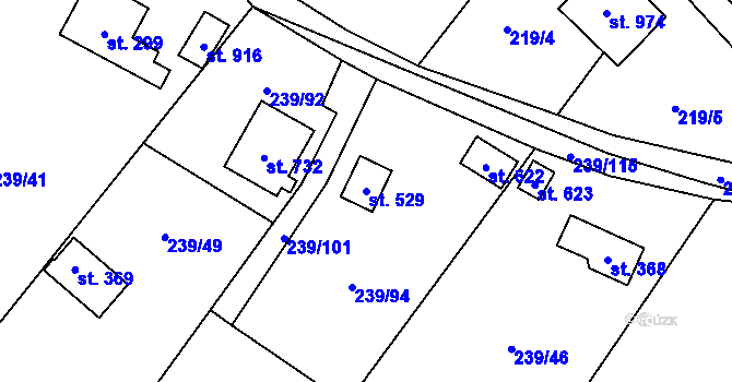 Parcela st. 529 v KÚ Čisovice, Katastrální mapa