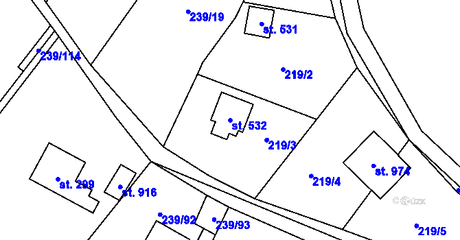Parcela st. 532 v KÚ Čisovice, Katastrální mapa