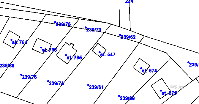 Parcela st. 547 v KÚ Čisovice, Katastrální mapa