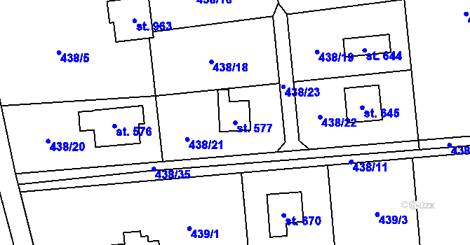 Parcela st. 577 v KÚ Čisovice, Katastrální mapa