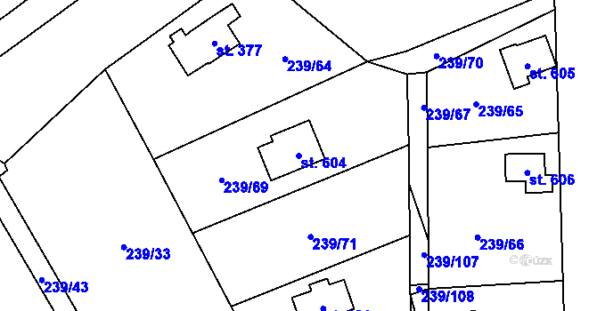 Parcela st. 604 v KÚ Čisovice, Katastrální mapa
