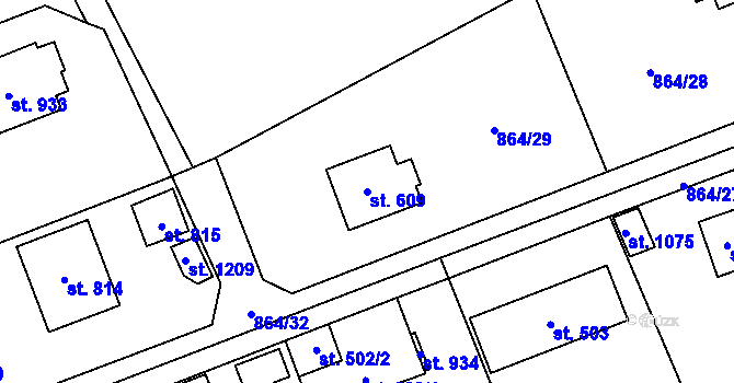 Parcela st. 609 v KÚ Čisovice, Katastrální mapa