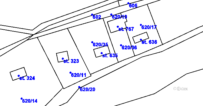 Parcela st. 635 v KÚ Čisovice, Katastrální mapa