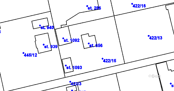Parcela st. 656 v KÚ Čisovice, Katastrální mapa