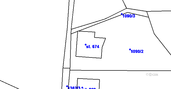 Parcela st. 674 v KÚ Čisovice, Katastrální mapa