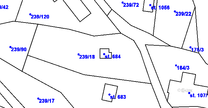 Parcela st. 684 v KÚ Čisovice, Katastrální mapa