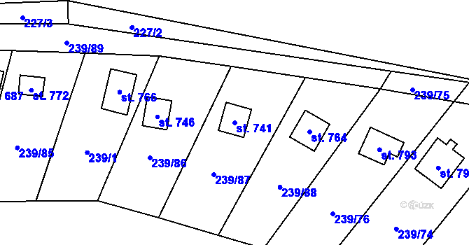 Parcela st. 741 v KÚ Čisovice, Katastrální mapa