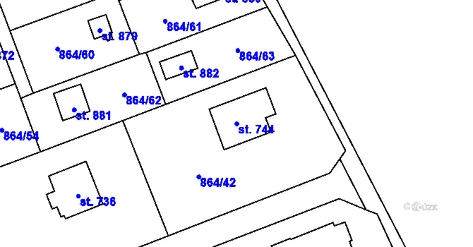 Parcela st. 744 v KÚ Čisovice, Katastrální mapa