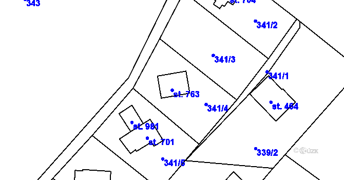 Parcela st. 763 v KÚ Čisovice, Katastrální mapa
