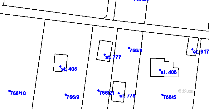 Parcela st. 777 v KÚ Čisovice, Katastrální mapa