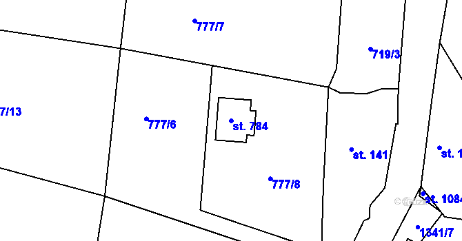 Parcela st. 784 v KÚ Čisovice, Katastrální mapa