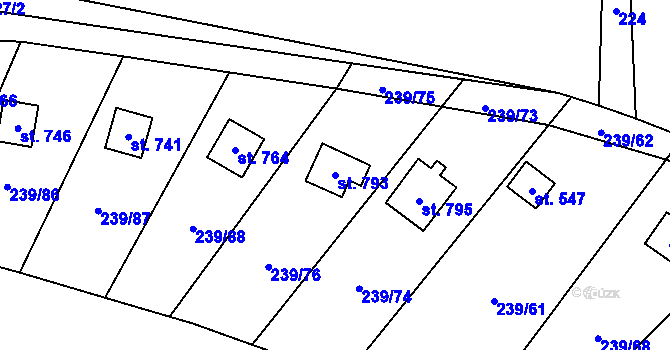 Parcela st. 793 v KÚ Čisovice, Katastrální mapa