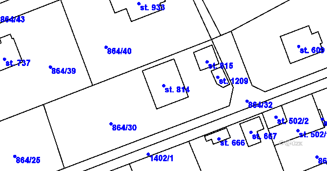 Parcela st. 814 v KÚ Čisovice, Katastrální mapa