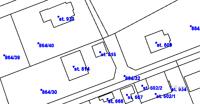 Parcela st. 815 v KÚ Čisovice, Katastrální mapa