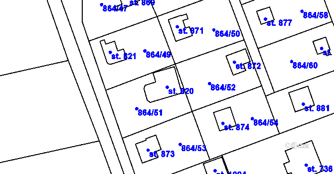 Parcela st. 820 v KÚ Čisovice, Katastrální mapa