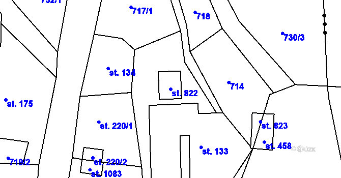 Parcela st. 822 v KÚ Čisovice, Katastrální mapa