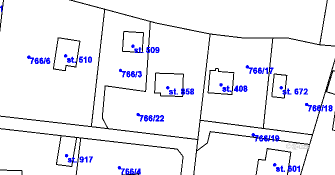 Parcela st. 858 v KÚ Čisovice, Katastrální mapa