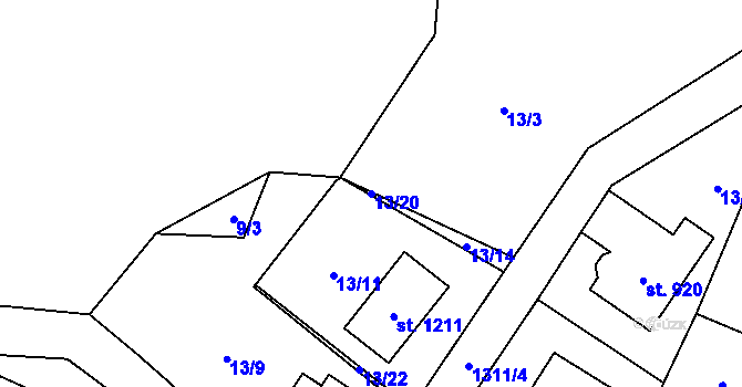 Parcela st. 13/20 v KÚ Čisovice, Katastrální mapa