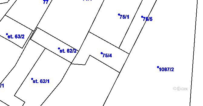 Parcela st. 75/4 v KÚ Čisovice, Katastrální mapa