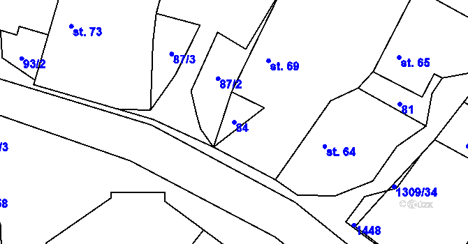 Parcela st. 84 v KÚ Čisovice, Katastrální mapa