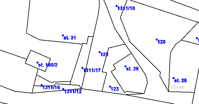 Parcela st. 122 v KÚ Čisovice, Katastrální mapa