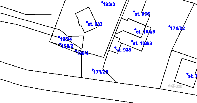 Parcela st. 171/12 v KÚ Čisovice, Katastrální mapa