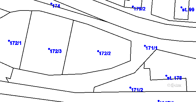 Parcela st. 172/2 v KÚ Čisovice, Katastrální mapa