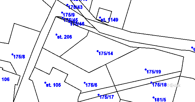 Parcela st. 175/14 v KÚ Čisovice, Katastrální mapa