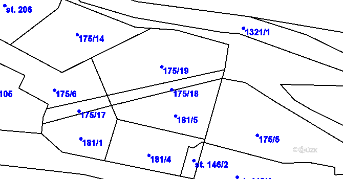 Parcela st. 175/18 v KÚ Čisovice, Katastrální mapa
