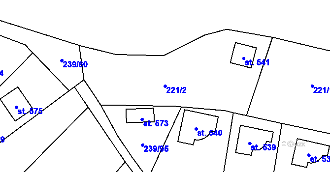 Parcela st. 221/2 v KÚ Čisovice, Katastrální mapa