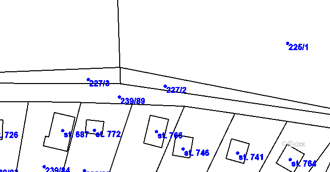 Parcela st. 227/2 v KÚ Čisovice, Katastrální mapa